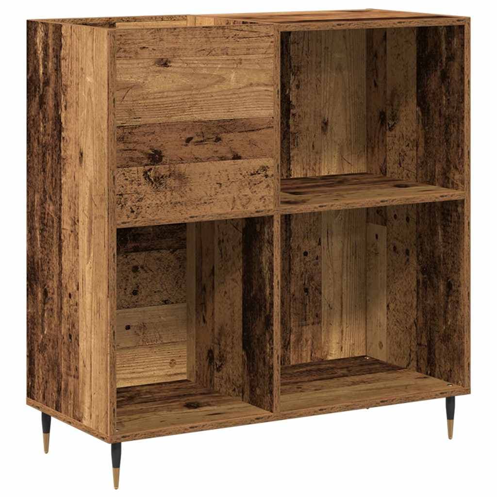 vidaXL Armário para discos de vinil Madeira antiga 85 x 38 x 89 cm
