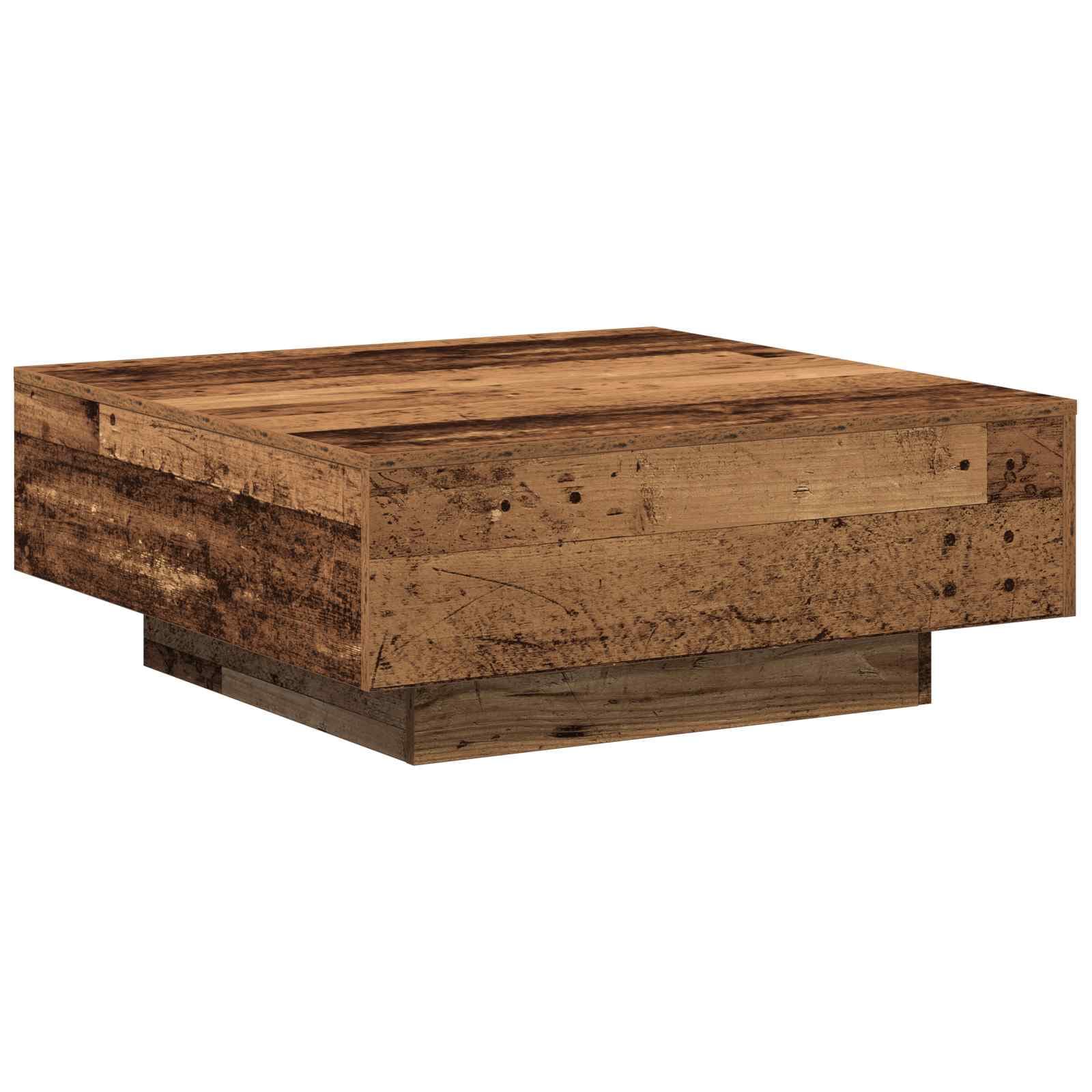 Mesa de Centro vidaXL Madeira Envelhecida Madeira Maciça 80 X 80 X 31 cm - 3566600809