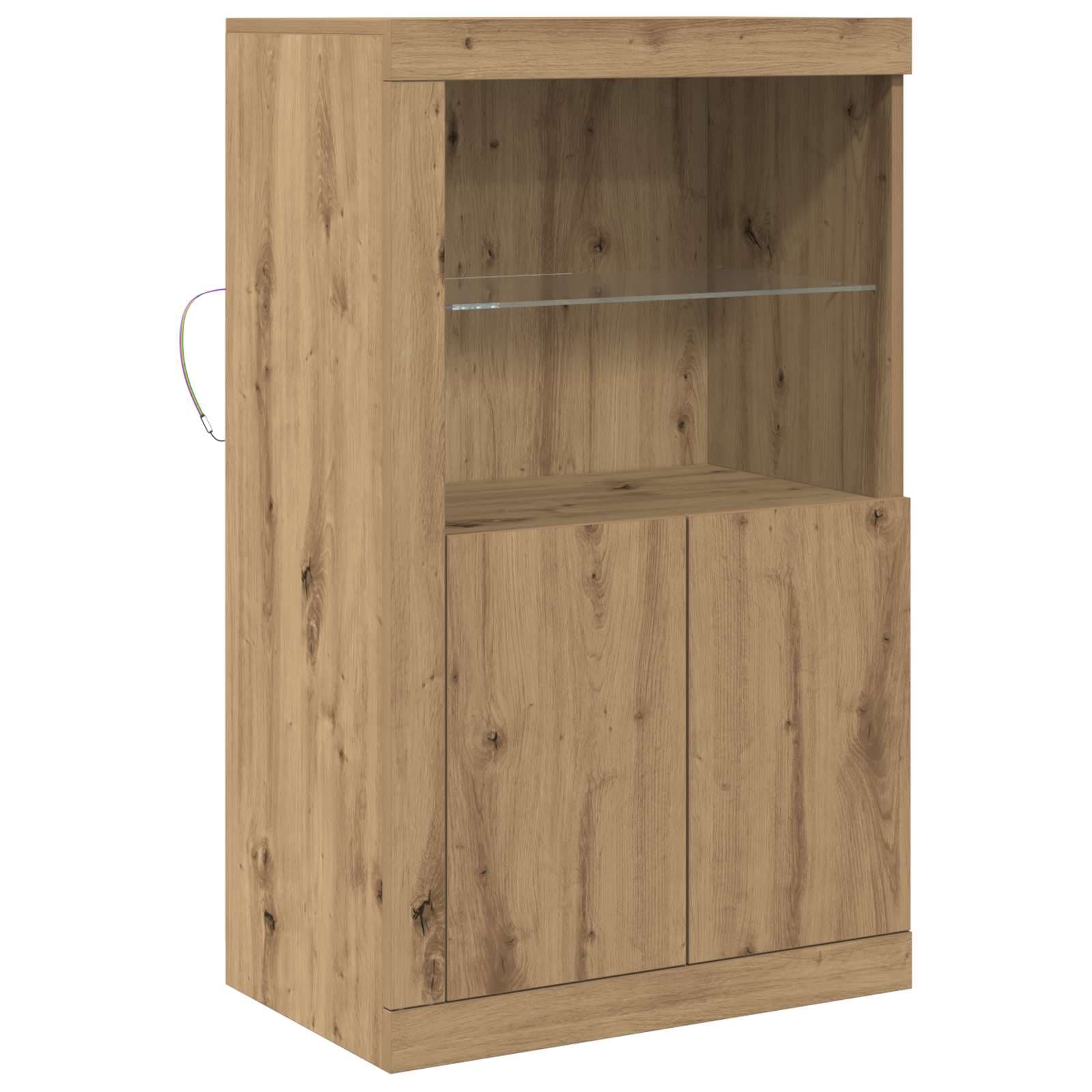 vidaXL Aparador LED Carvalho Artesanal 60,5 x 37 x 100 cm