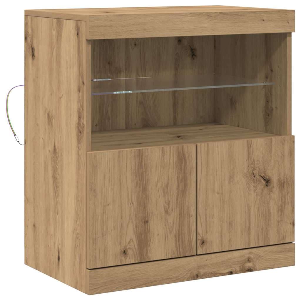 vidaXL Aparador LED Castanho 60,5 x 37 x 67 cm Madeira processada