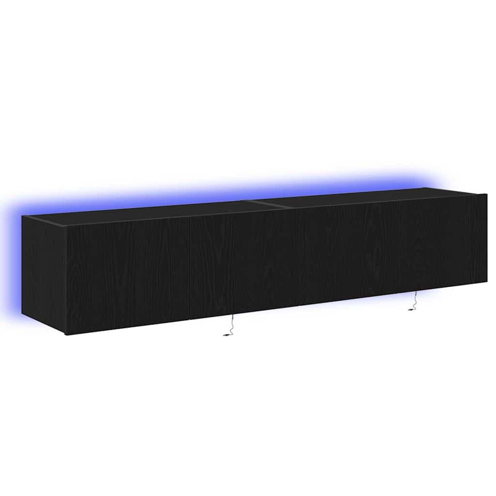 vidaXL Armário de TV de Parede 2 pcs Carvalho Preto 80 x 35 x 31 cm