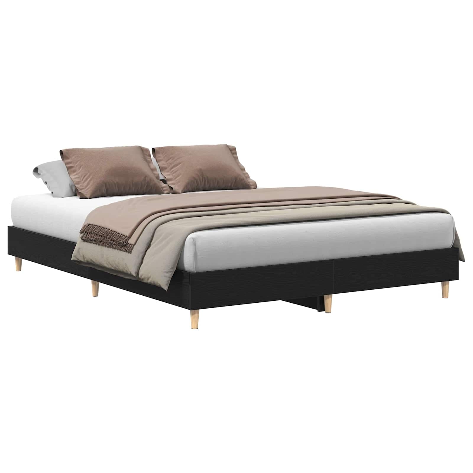 vidaXL Estrutura da Cama Carvalho Preto 203 x 153 x 25 cm