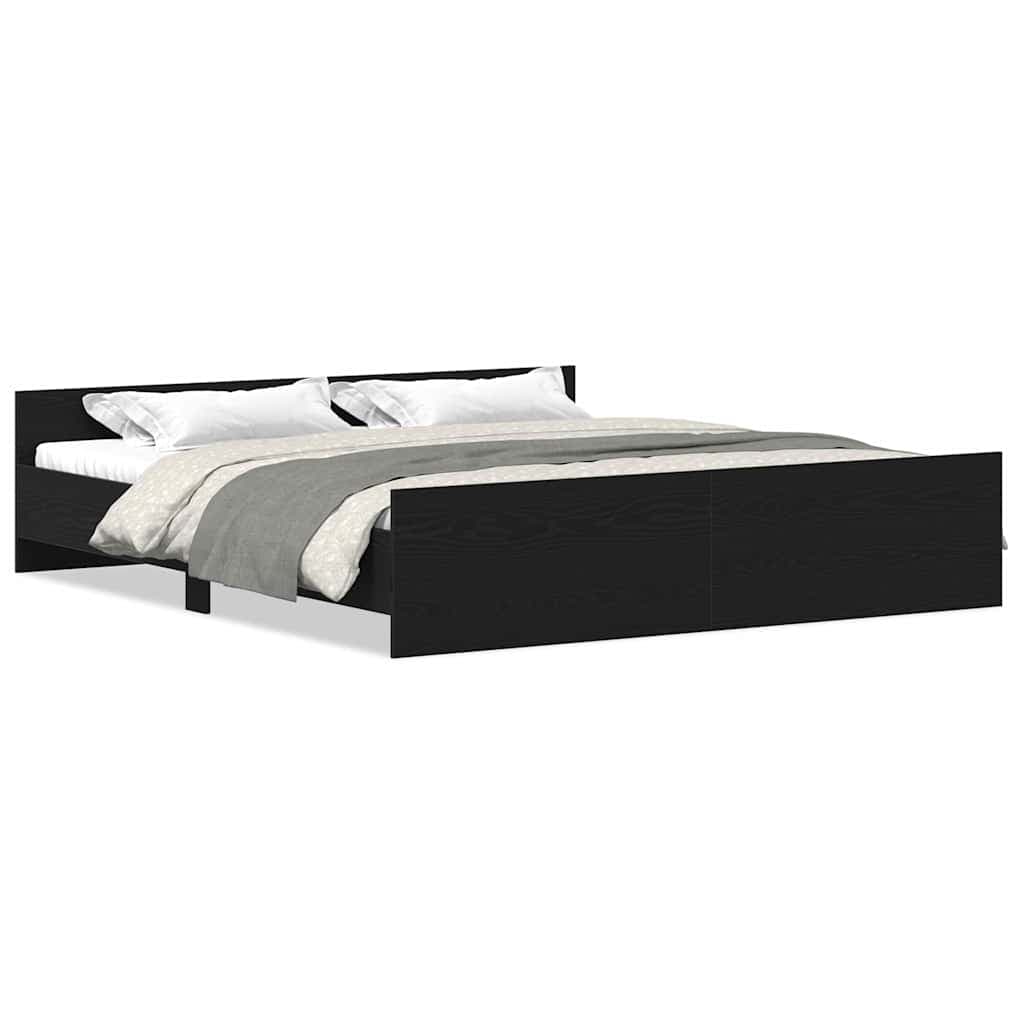 vidaXL Estrutura de cama sem colchão, carvalho preto, 200x200 cm, madeira engenheirada