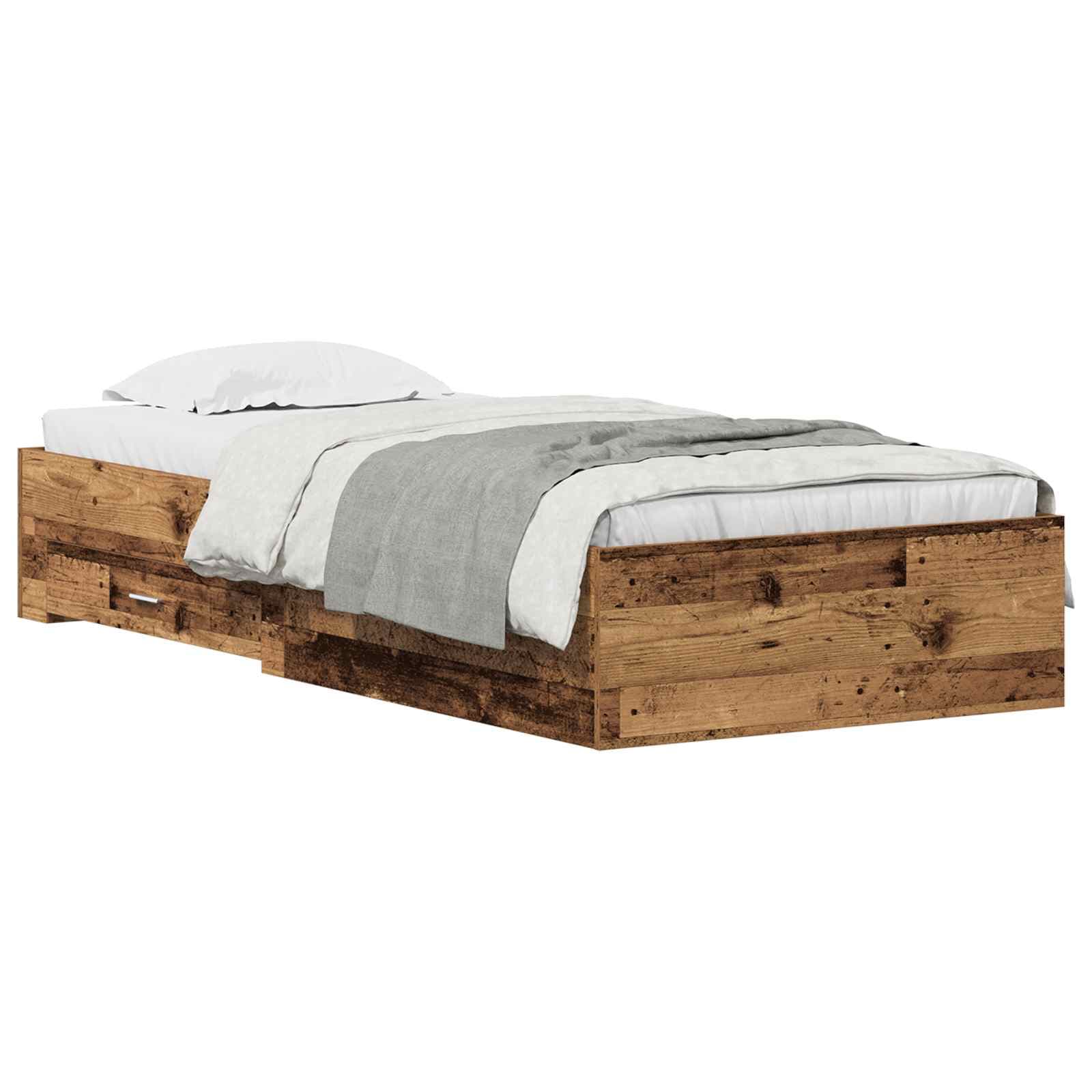 vidaXL Estrutura da Cama Madeira Antiga 90 x 190 cm Madeira processada