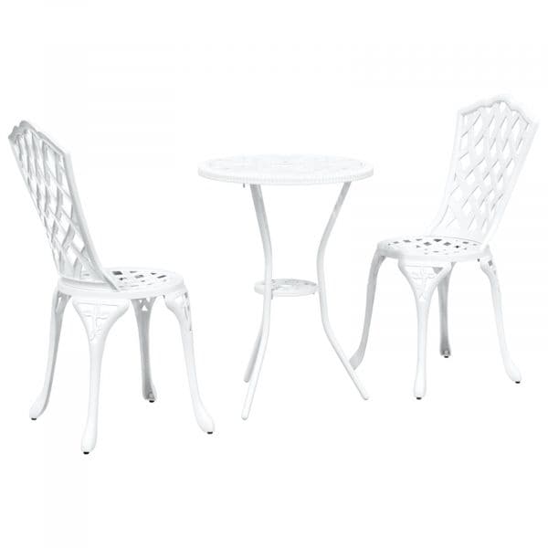 vidaXL Branco Metal Padrão Resistente Conjunto de Jantar Ao Ar Livre - 4002117226