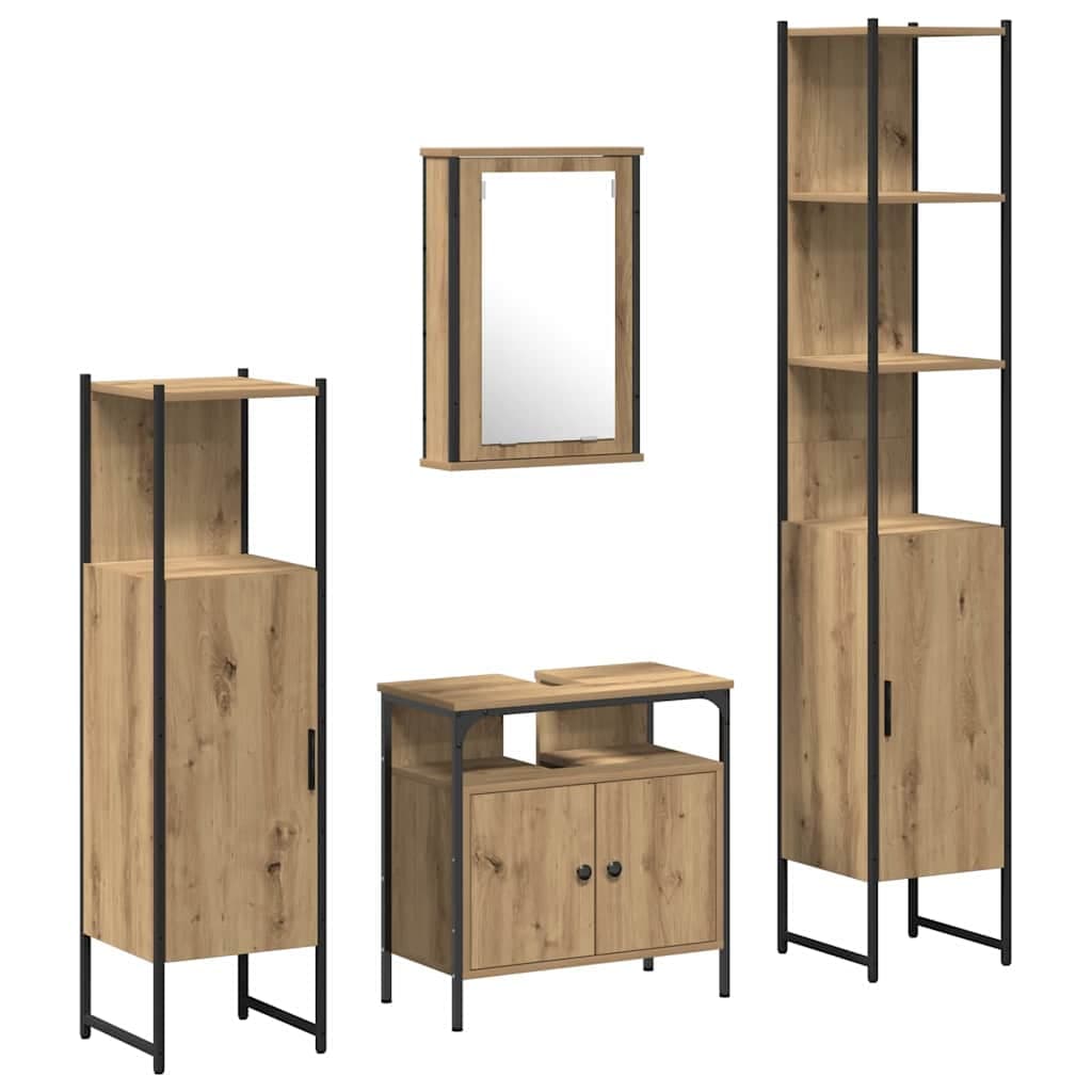 vidaXL Conjunto de Móveis para Banheiro 4 pcs carvalho artisiano
