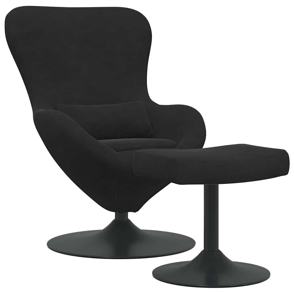 vidaXL Poltrona Egg com Puff Veludo Preto - 2872701078