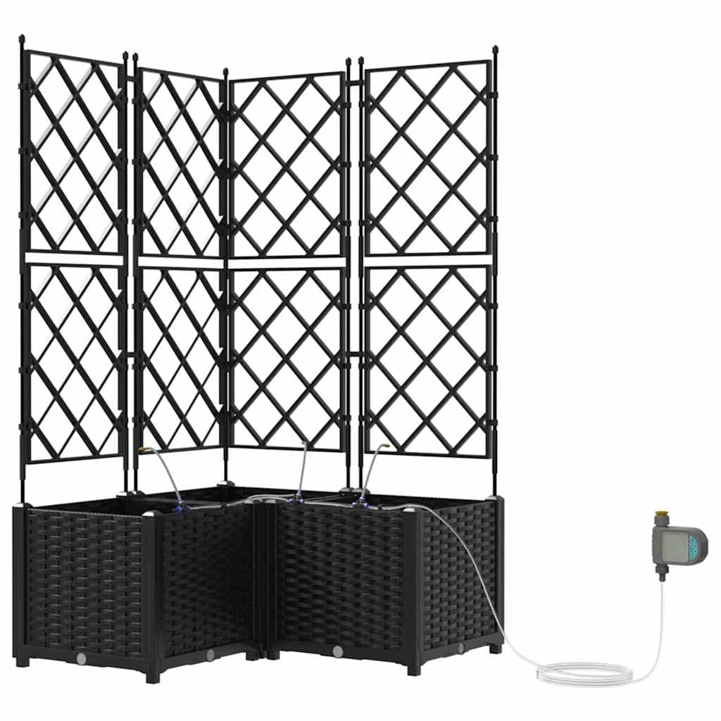 vidaXL Vaso de Jardim 3 pcs Preto 80 x 80 x 142 cm Plástico
