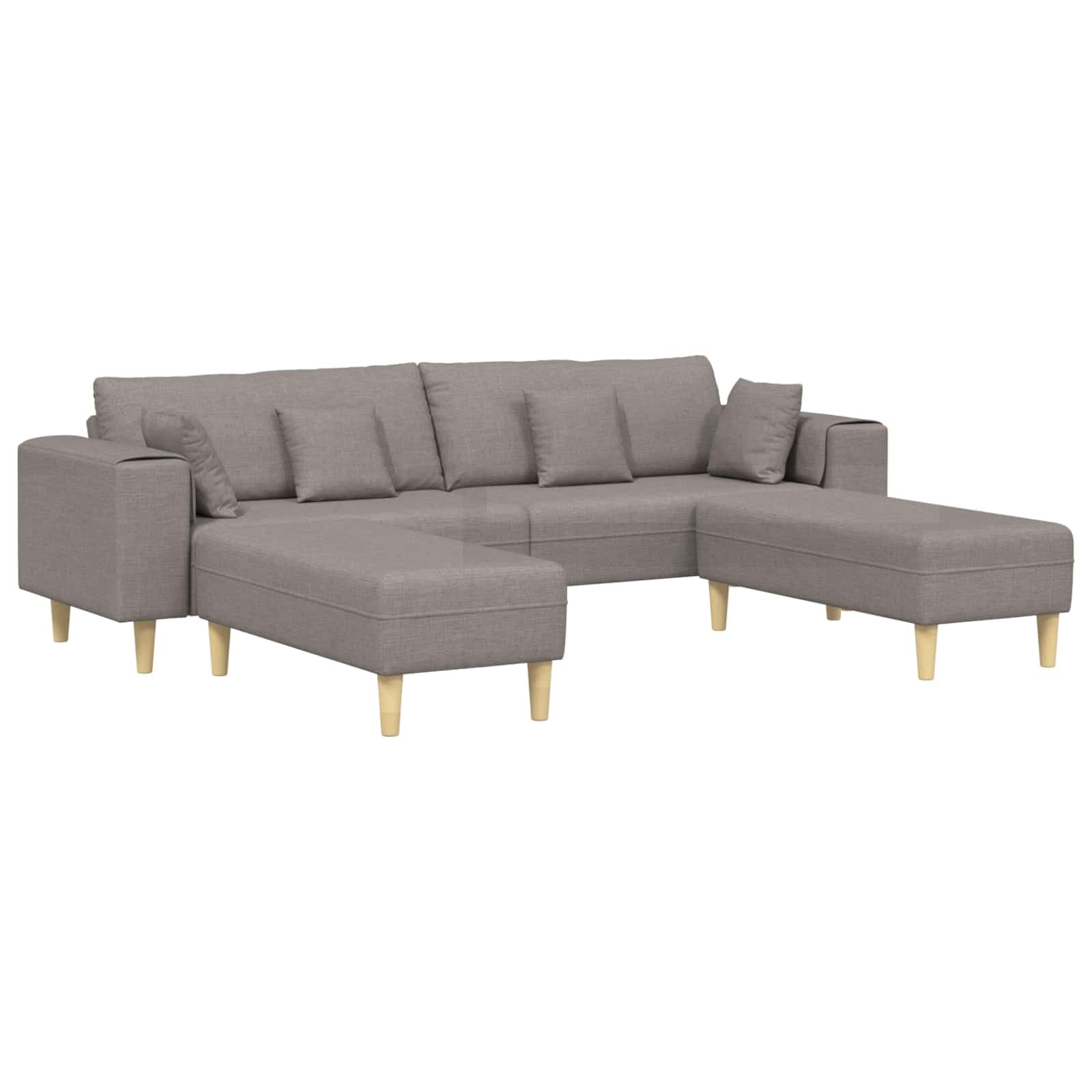 vidaXL Sofá com almofada 3 pcs Cinzento-acastanhado tecido