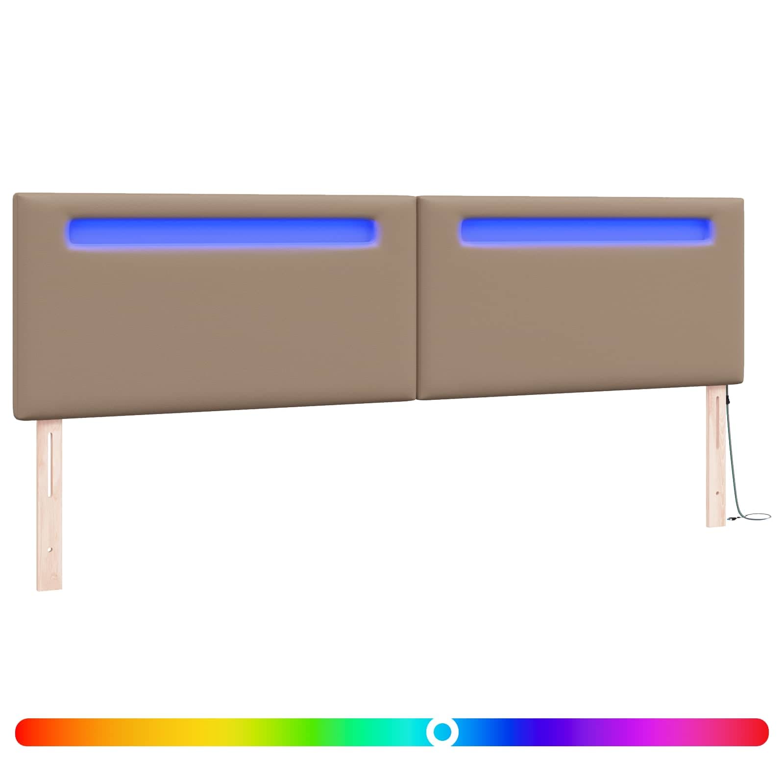 vidaXL Cabeceira LED Cappuccino 200 cm Couro Sintético