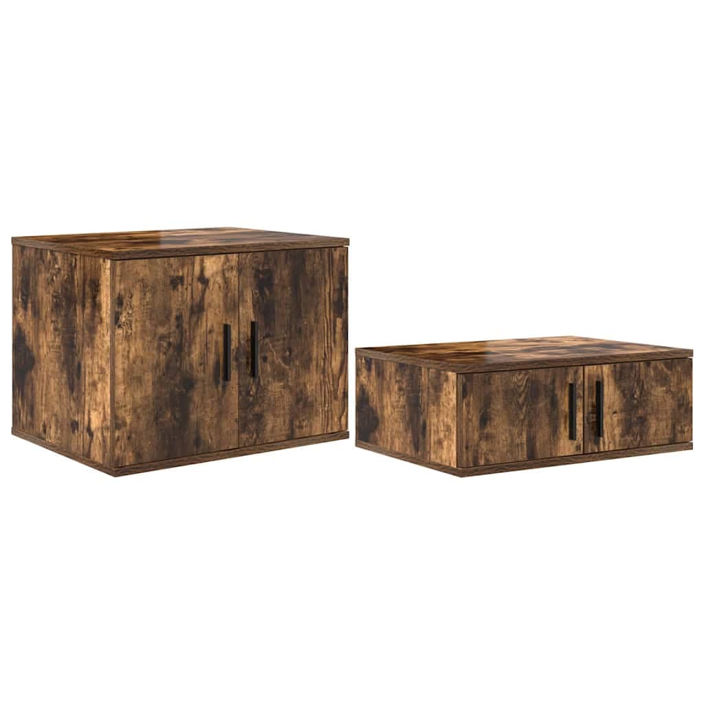vidaXL Armário de arrumação 2 pcs Carvalho Defumado 118 x 41 x 40 cm