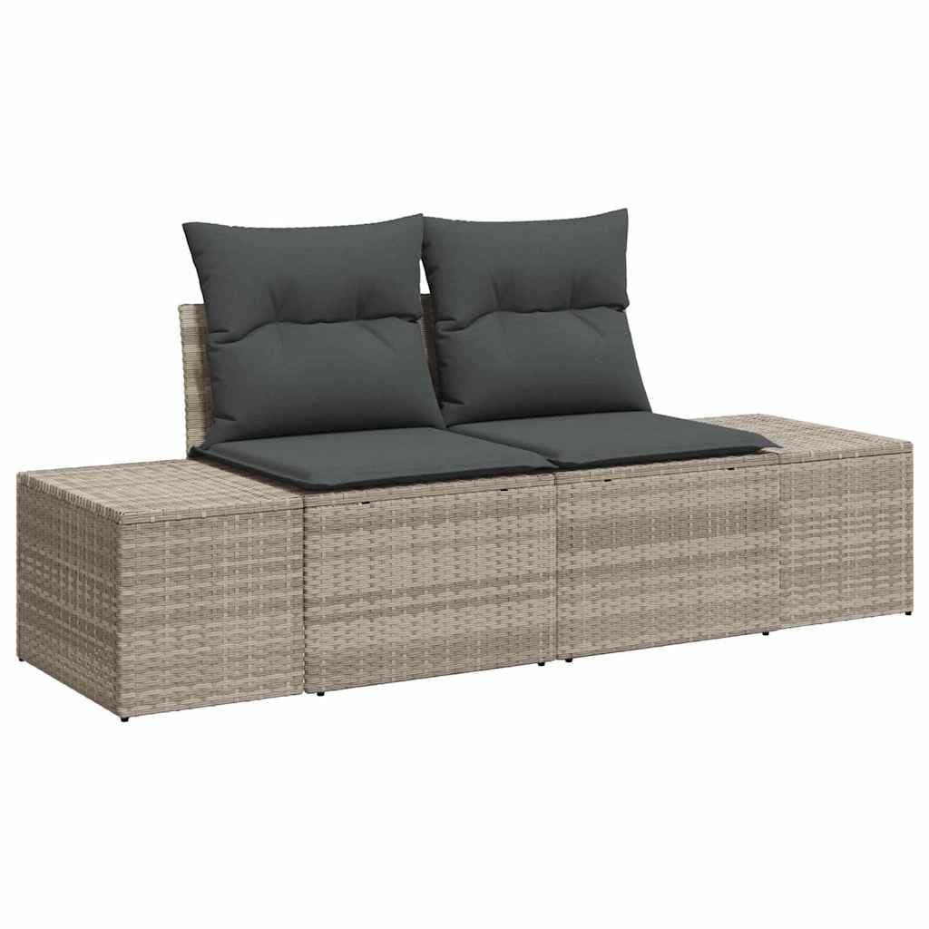 vidaXL Sofá de jardim com almofada Cinzeto 184 x 62 x 69 cm vime PE