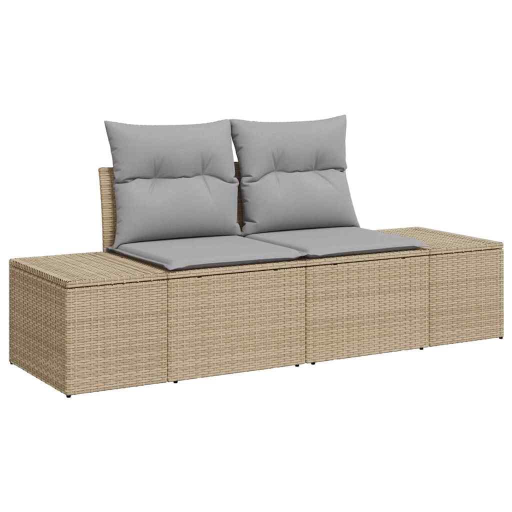 vidaXL Sofá de jardim com almofada Bege 184 x 62 x 69 cm vime PE