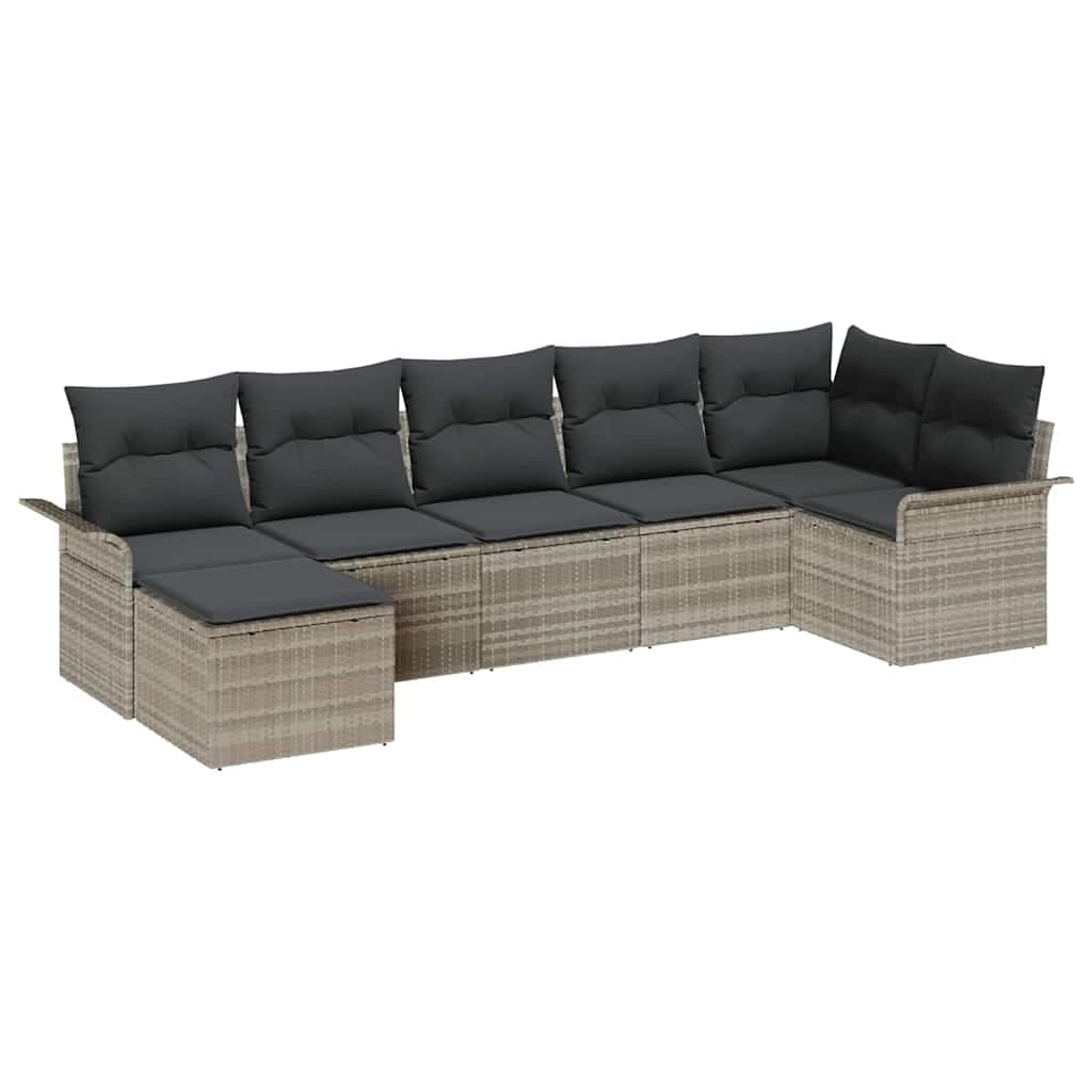 vidaXL Conjunto de Sofá de Jardim com almofada 7 pcs Cinzento-claro