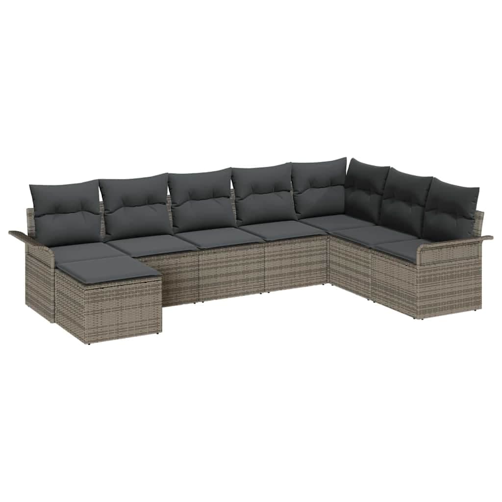vidaXL Conjunto de Sofá de Jardim com almofada 8 pcs Cinzeto vime PE