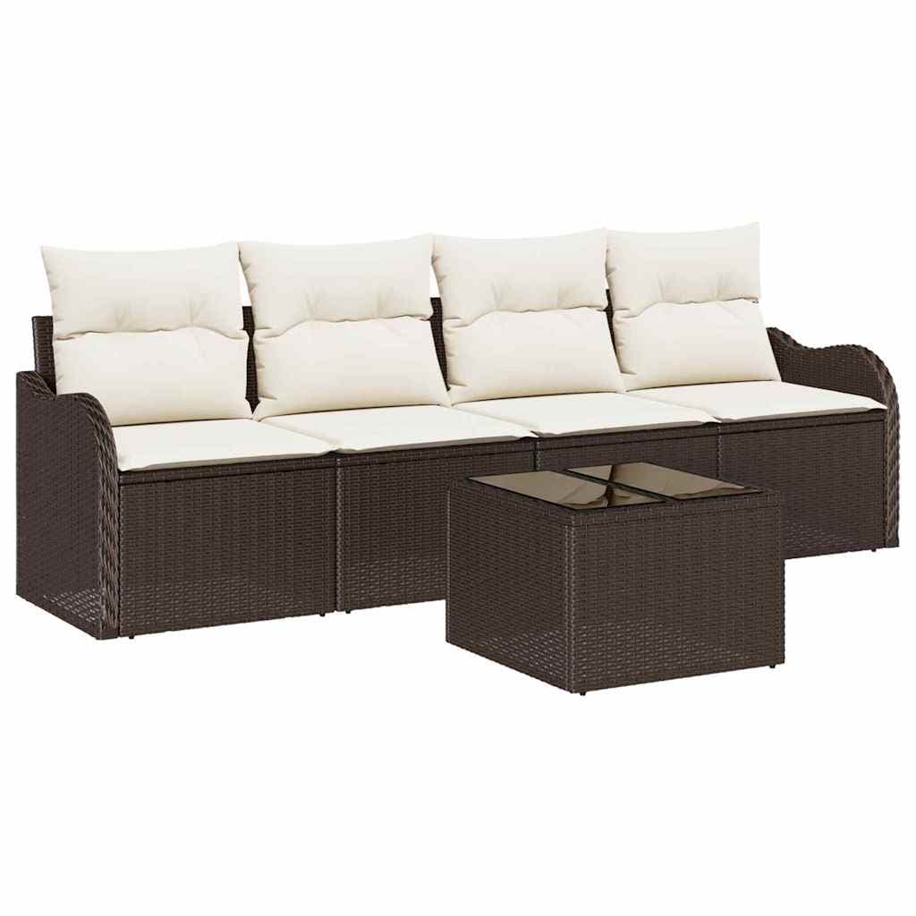 vidaXL Conjunto de Sofá de Jardim Castanho vime PE