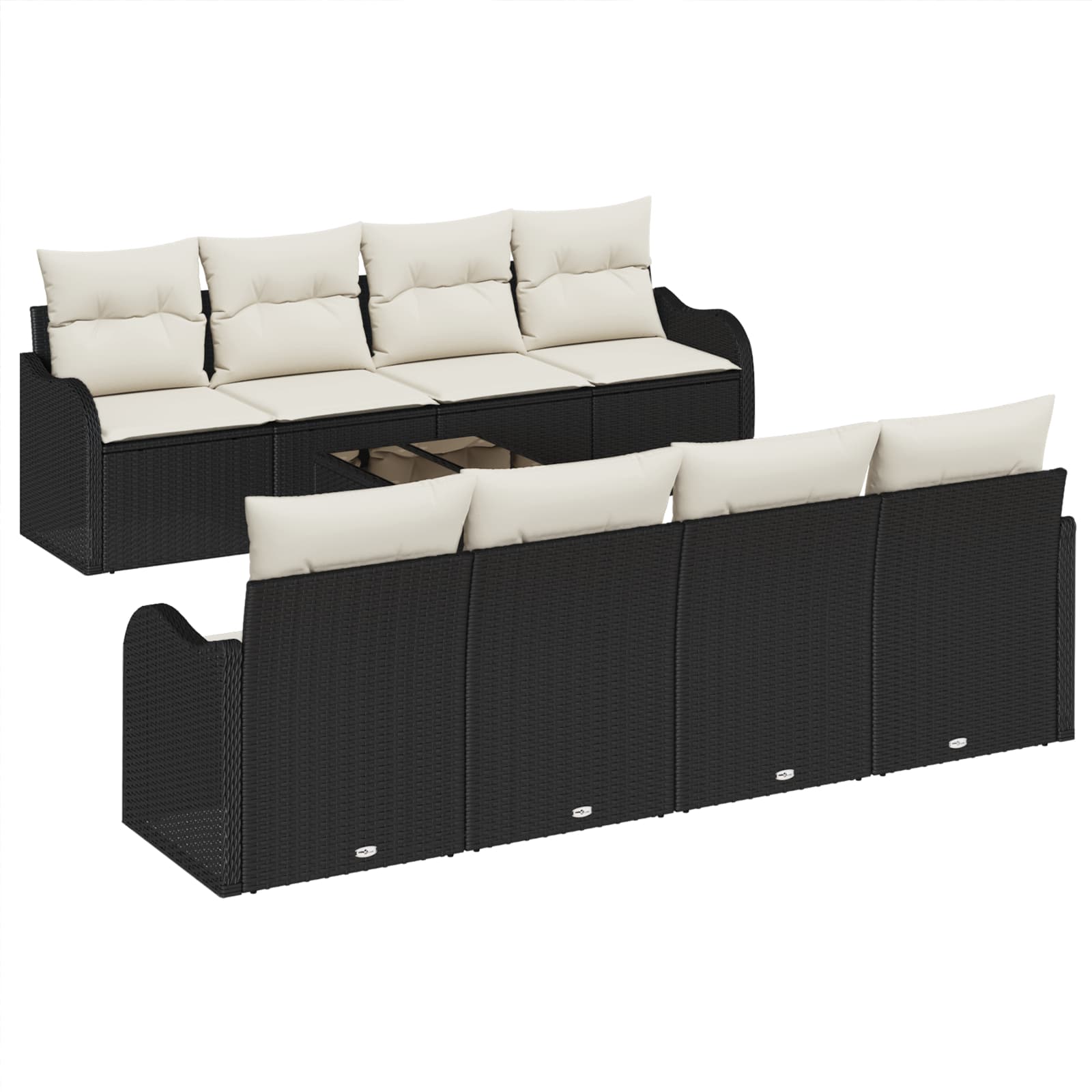 vidaXL Conjunto de Sofá de Jardim Preto 55 x 55 x 37 cm vime PE