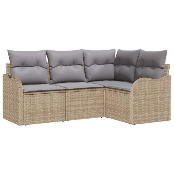 vidaXL Conjunto de Sofá de Jardim 4 Peças Bege Vime Pe - 3690546300