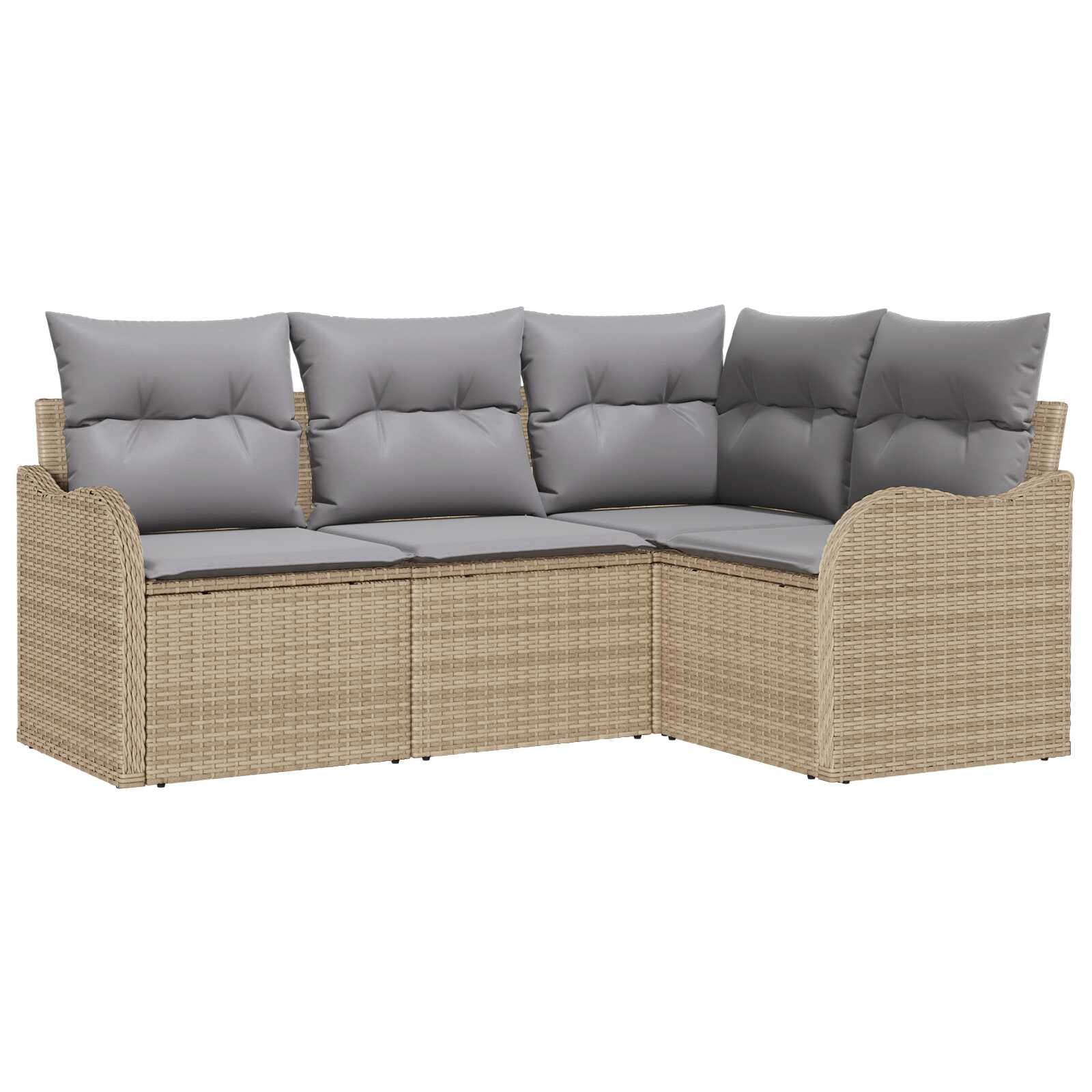 vidaXL Conjunto de Sofá de Jardim 4 Peças Bege Vime Pe - 3690546300