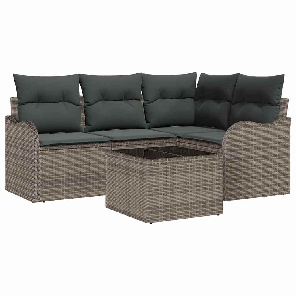 vidaXL Conjunto de Sofá de Jardim Cinzeto vime PE