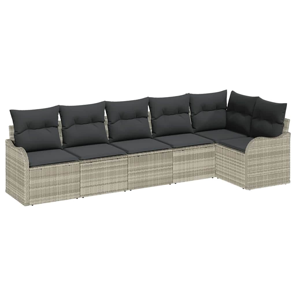 vidaXL Conjunto de Sofá de Jardim Cinzento-claro Vime Pe - 3470436333
