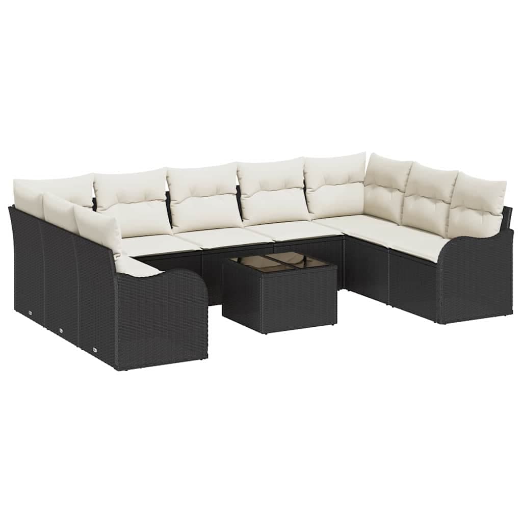 vidaXL Conjunto de Sofá de Jardim 10 pcs Preto vime PE