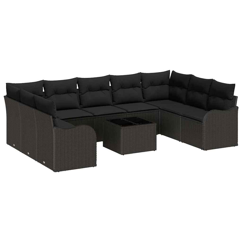 vidaXL Conjunto de Sofá de Jardim Preto vime PE