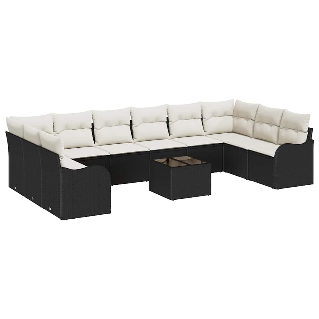 vidaXL Conjunto de Sofá de Jardim Preto Vime Pe - 1325661397