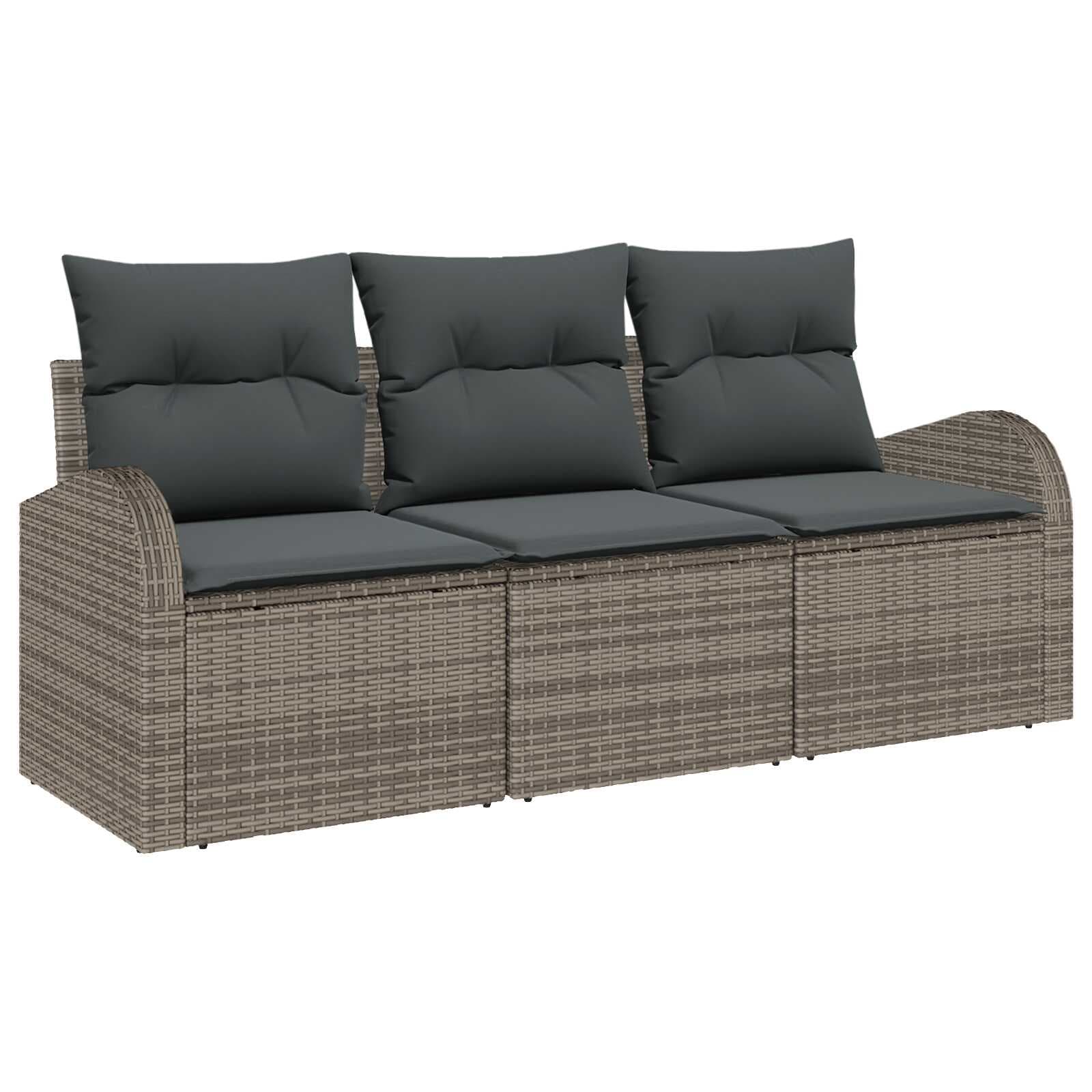 vidaXL Conjunto de Sofá de Jardim Cinzeto Vime Pe - 2980110483