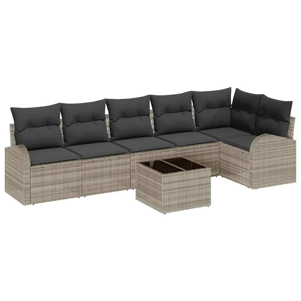 vidaXL Conjunto de Sofá de Jardim com almofada 7 pcs Cinzento-claro