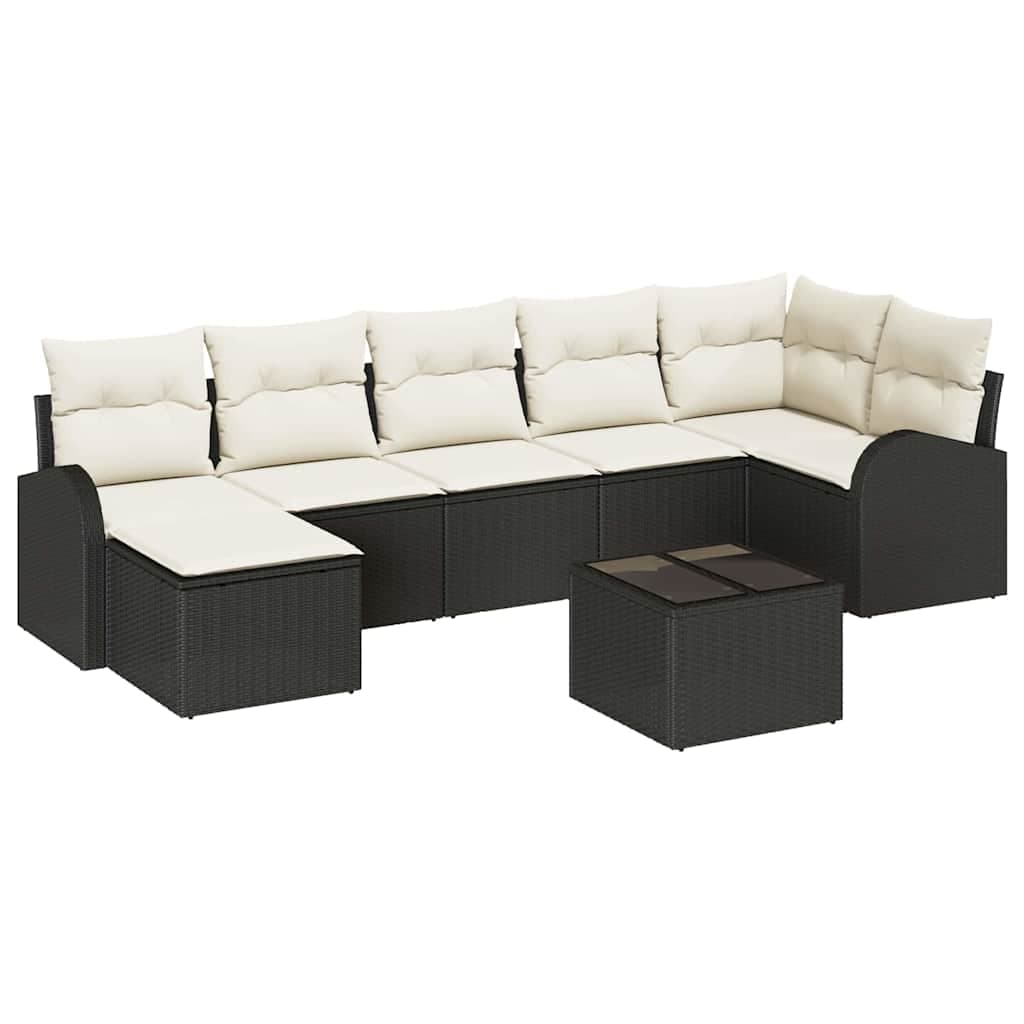 vidaXL Conjunto de Sofá de Jardim 8 pcs Preto Rattan Sintético