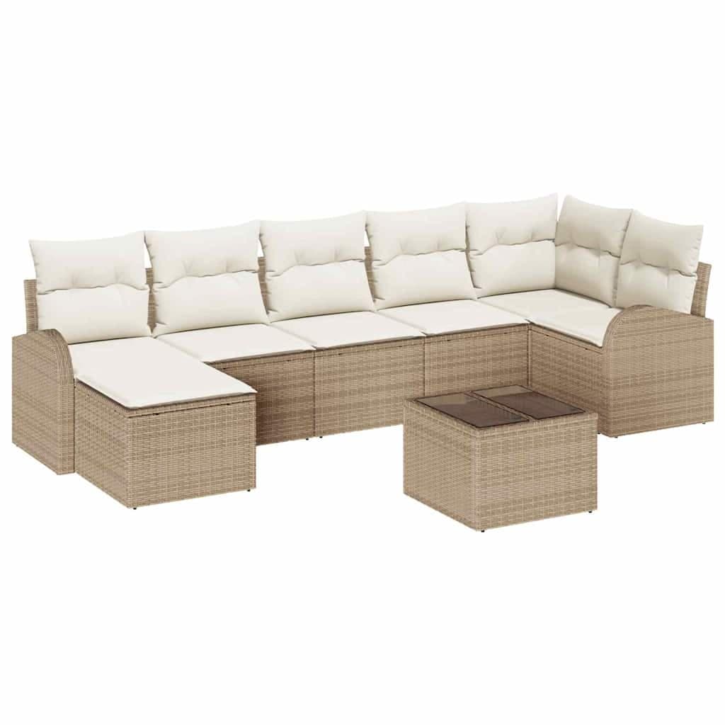 vidaXL Conjunto de Sofá de Jardim 8 Peças Bege Rattan Sintético - 397509261