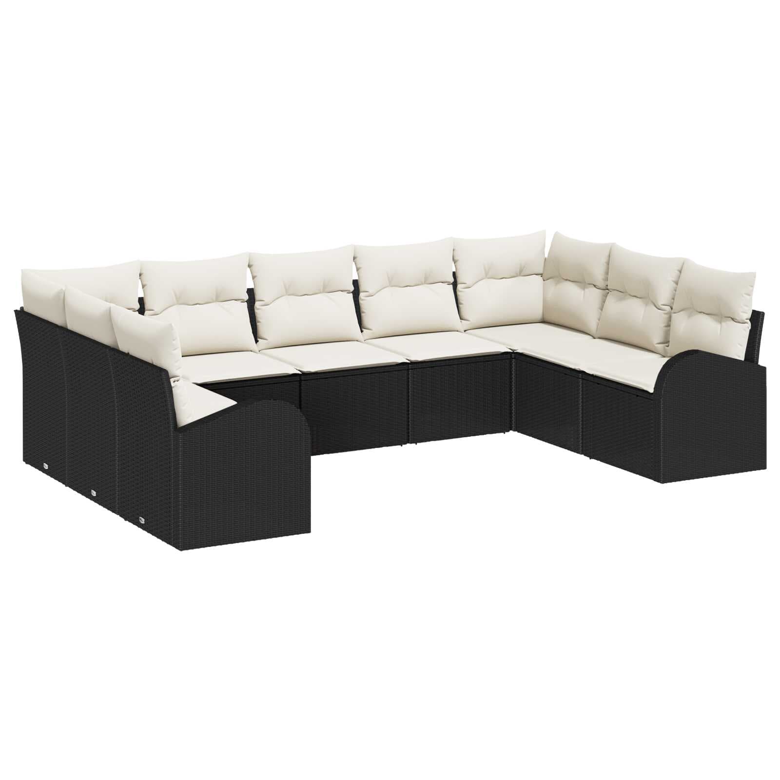 vidaXL Conjunto de Sofás 9 Peças Preto Rattan de Polipropileno - 1266440693