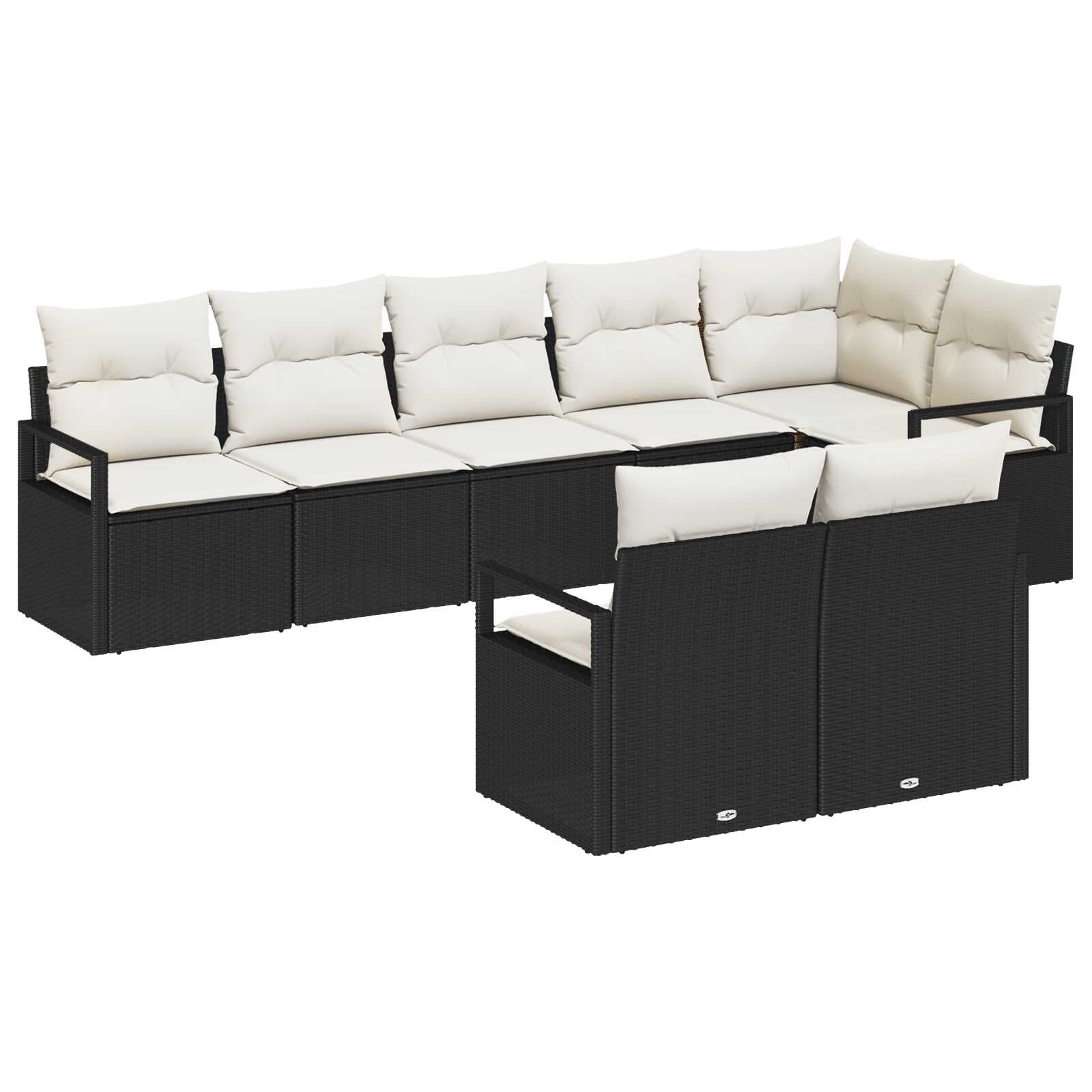 vidaXL Conjunto de Sofás 8 Peças Preto Vime Pe - 2923643605