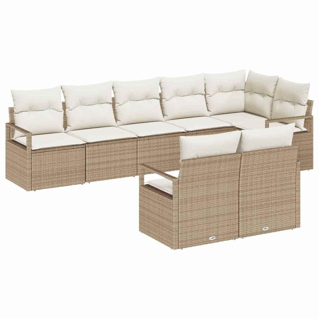 vidaXL Conjunto de Sofás 8 Peças Bege Vime Pe - 1580979873