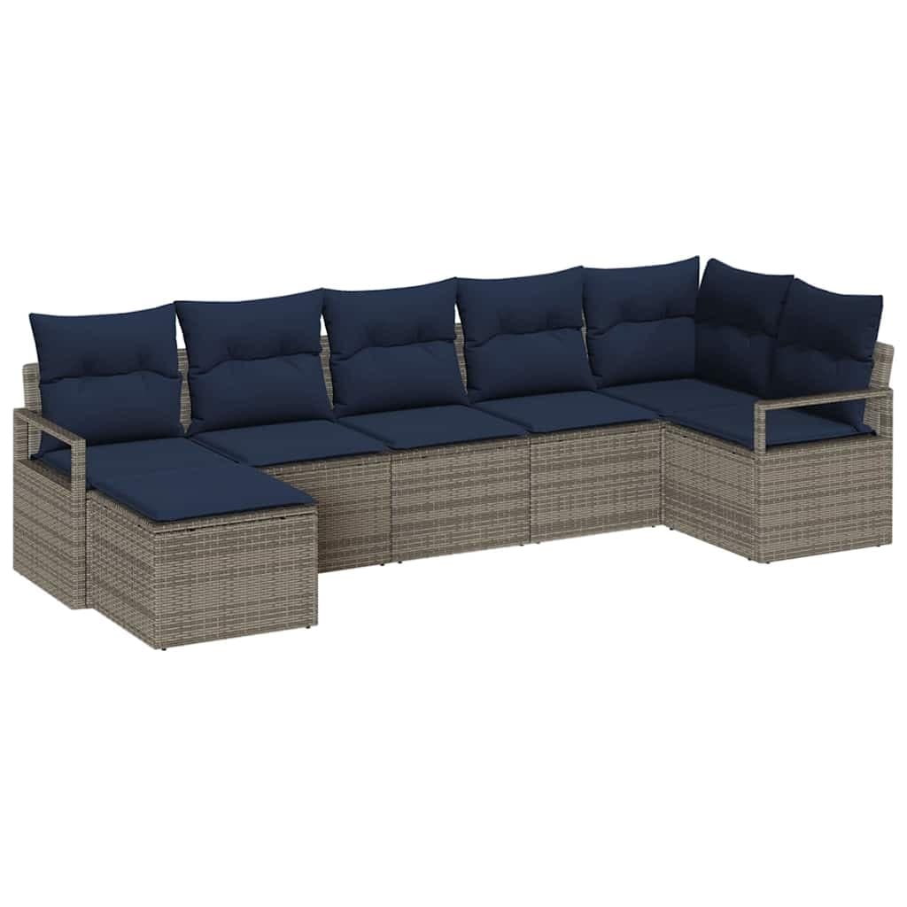 vidaXL Conjunto de Sofás 7 pcs Cinzeto vime PE
