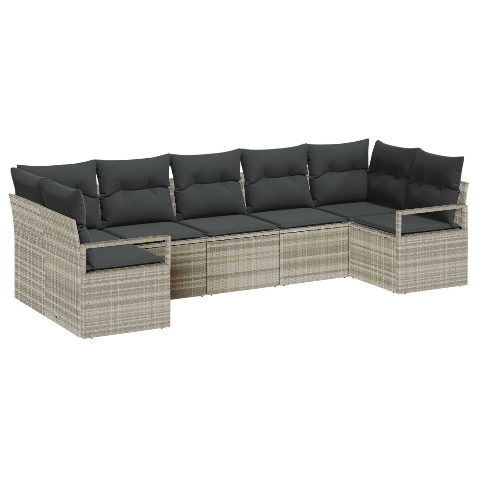 vidaXL Conjunto de Sofás com Almofada 7 Peças Cinzento-claro Vime Pe - 3337678124