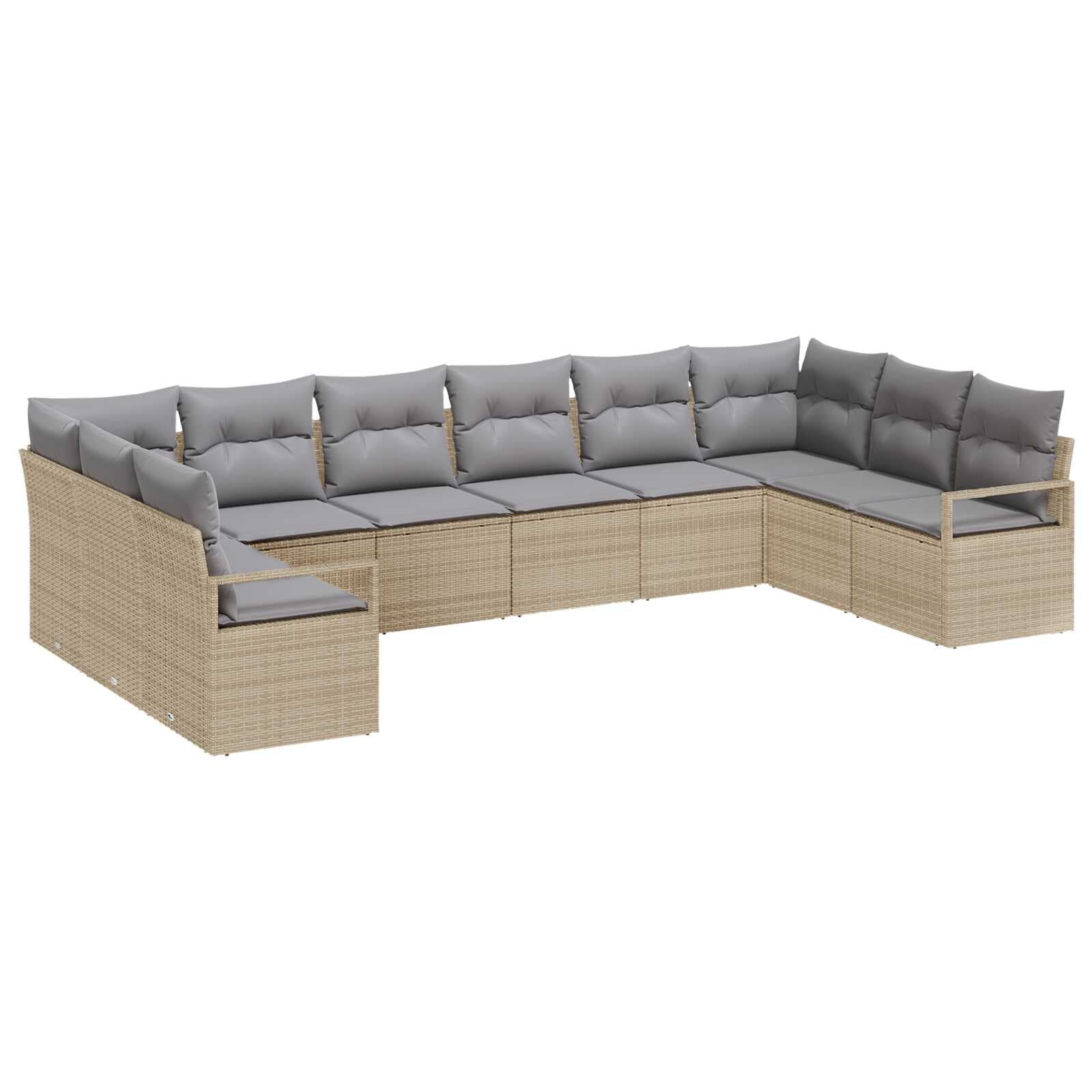 vidaXL Conjunto de Sofás com Almofada 10 Peças Bege Vime Pe - 1435072581
