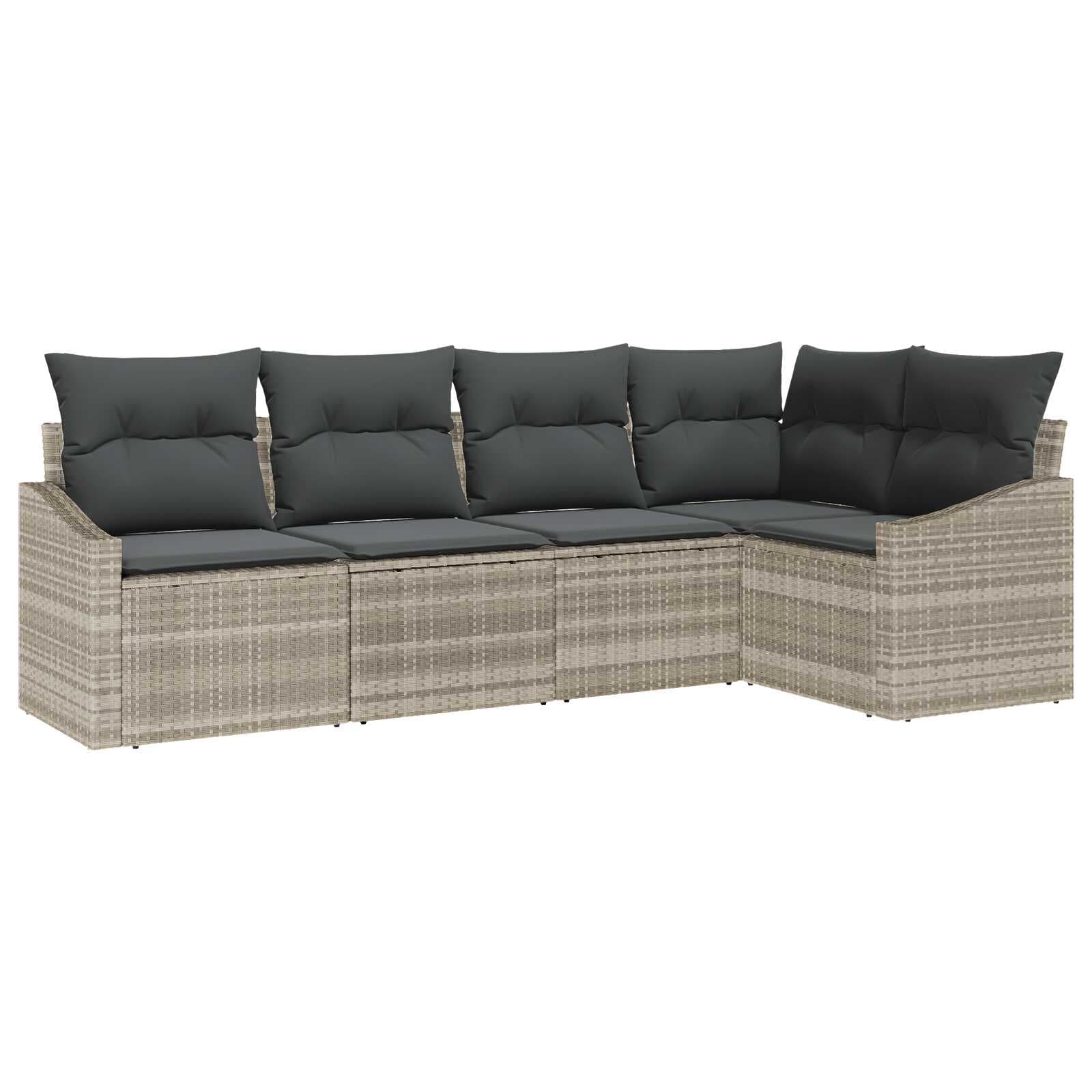 vidaXL Conjunto de Sofás com almofada 5 pcs Cinzento-claro vime PE