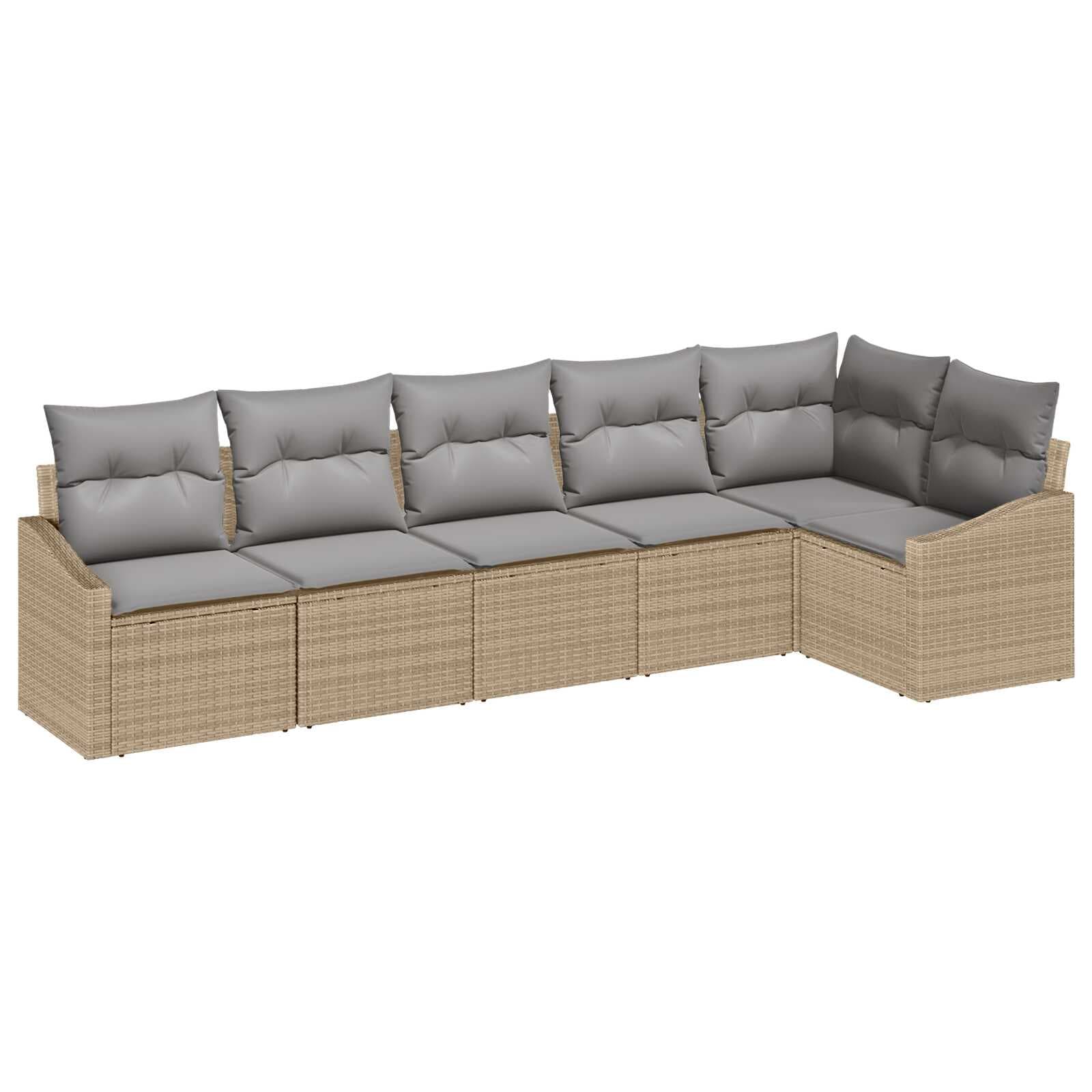vidaXL Conjunto de Sofás com Almofada 6 Peças Bege Vime Pe - 1681641129