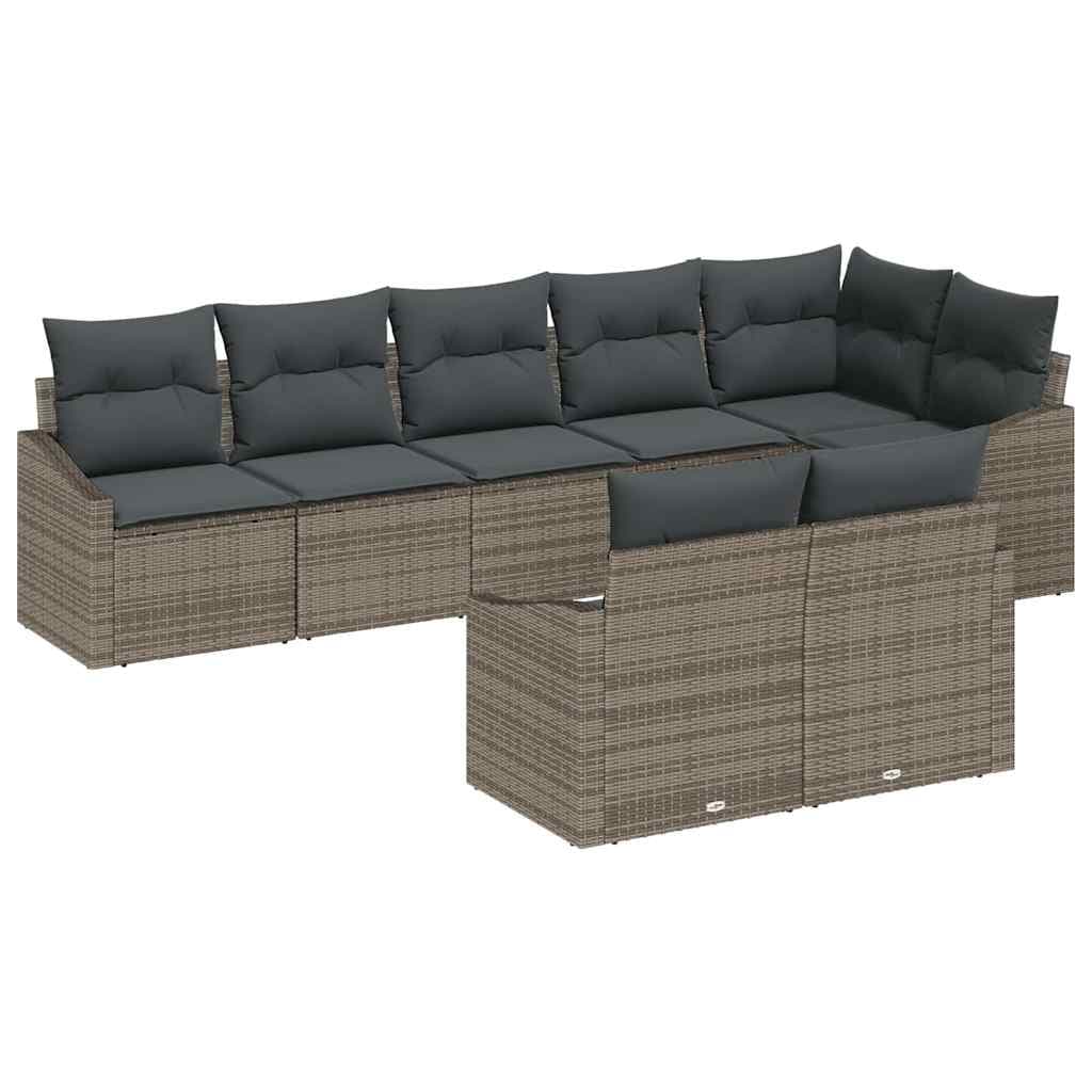 vidaXL Conjunto de Sofás com almofada 8 pcs Cinzeto vime PE