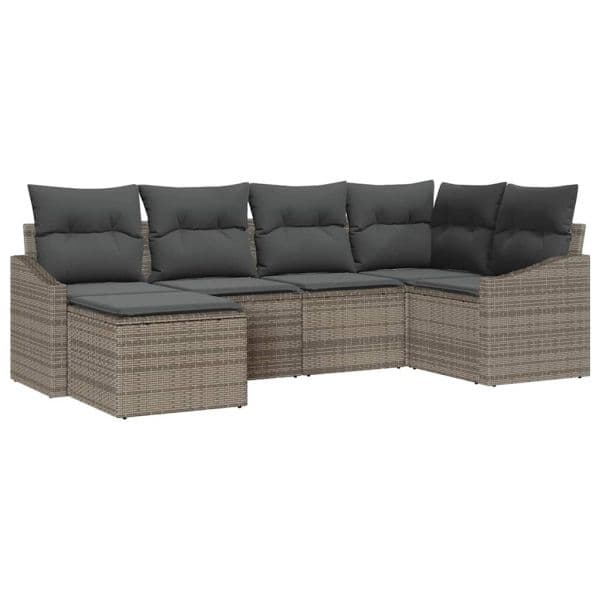 vidaXL Conjunto de Sofás com Almofada 6 Peças Cinzeto Vime Pe - 2974955777