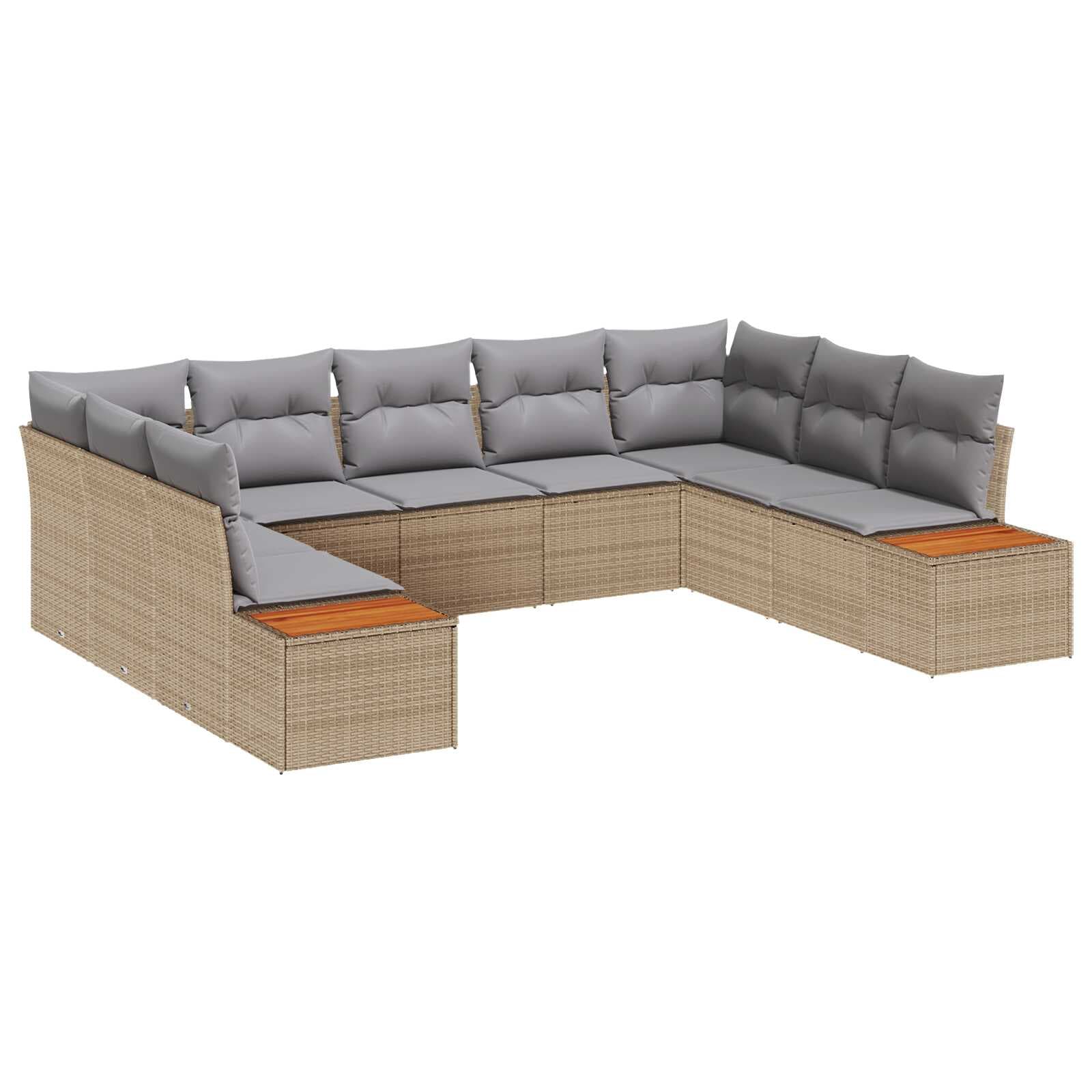 vidaXL Conjunto de Sofá de Jardim 9 pcs Bege Rattan Sintético