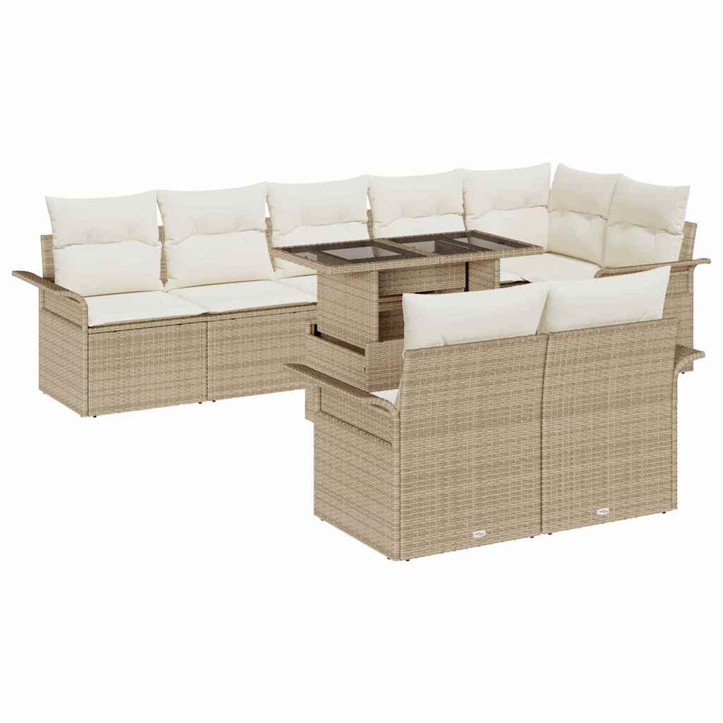 vidaXL Conjunto de Sofá de Jardim 9 pcs Bege Rattan Sintético