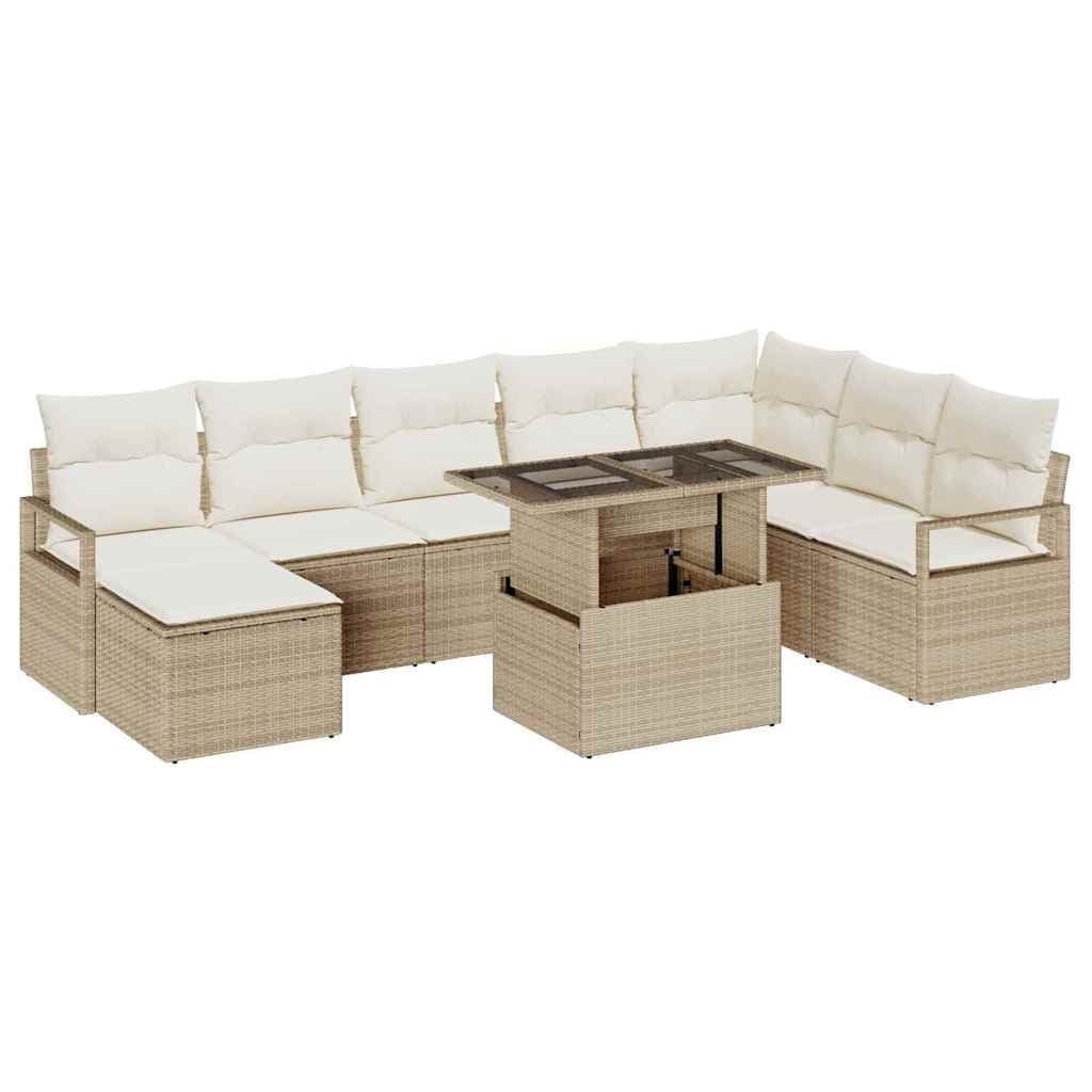 vidaXL Conjunto de Sofá de Jardim com almofada 9 pcs bege e creme