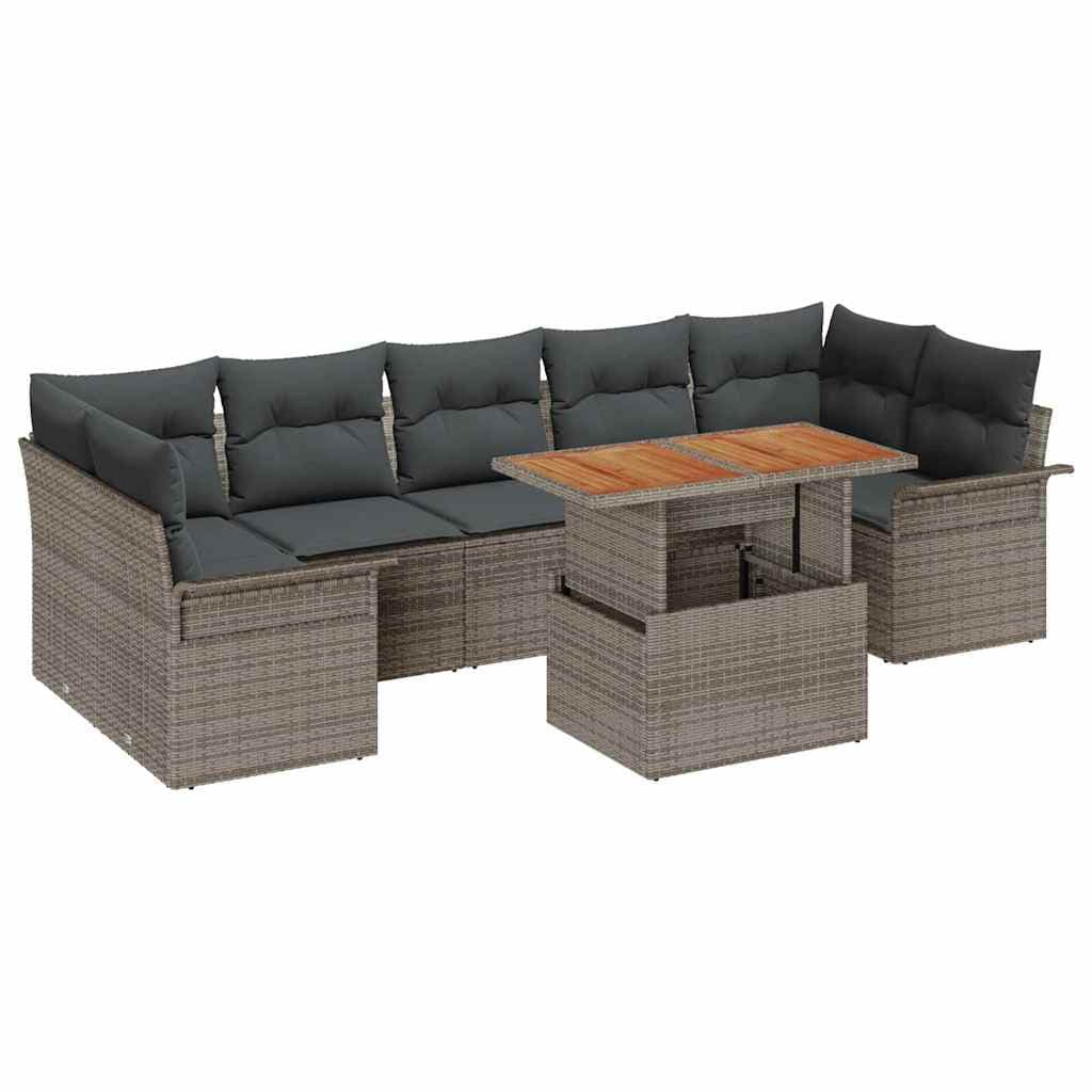 vidaXL Conjunto de Sofá de Jardim com almofada Manual 8 pcs Cinzeto