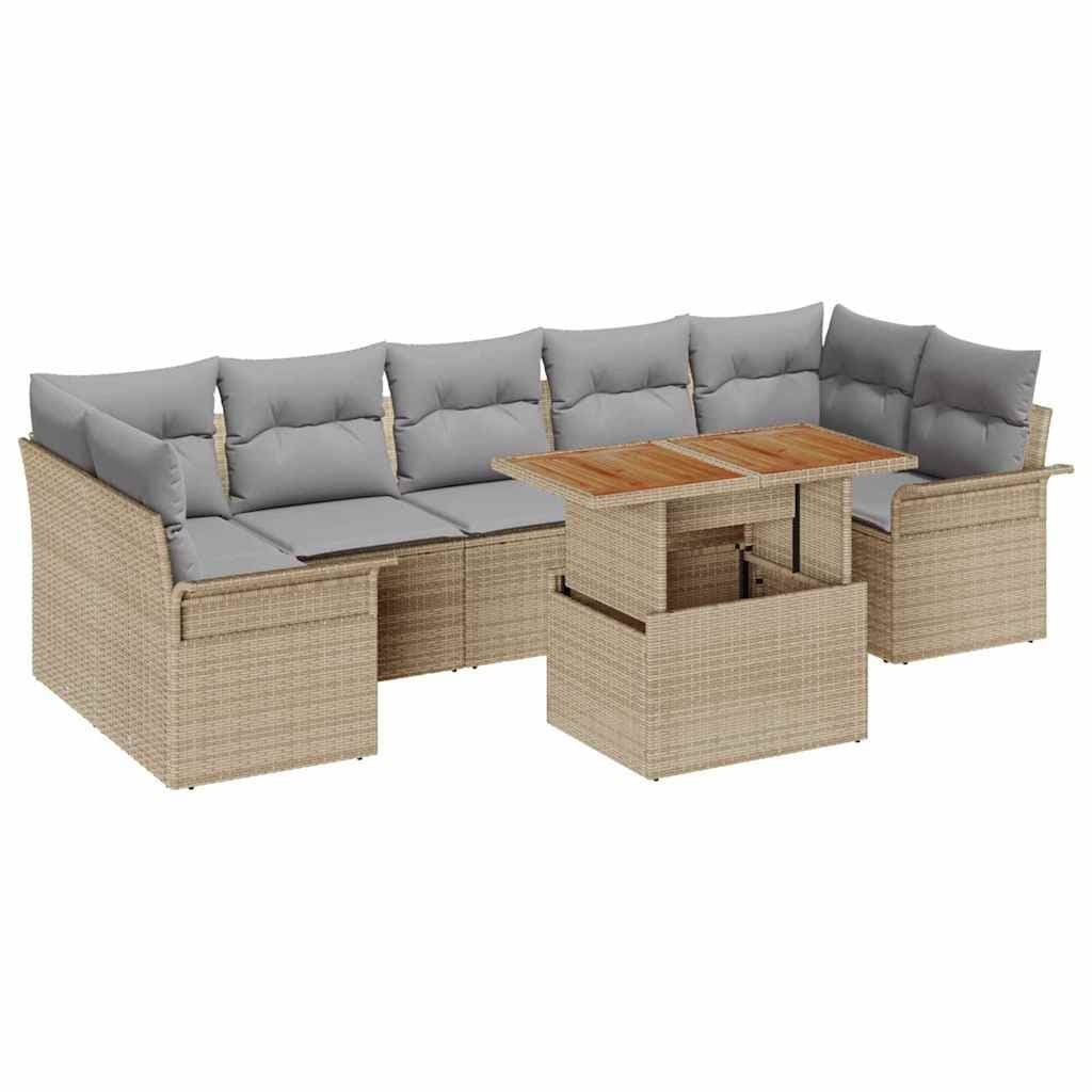 vidaXL Conjunto de Sofá de Jardim 8 pcs bege e cinzento claro
