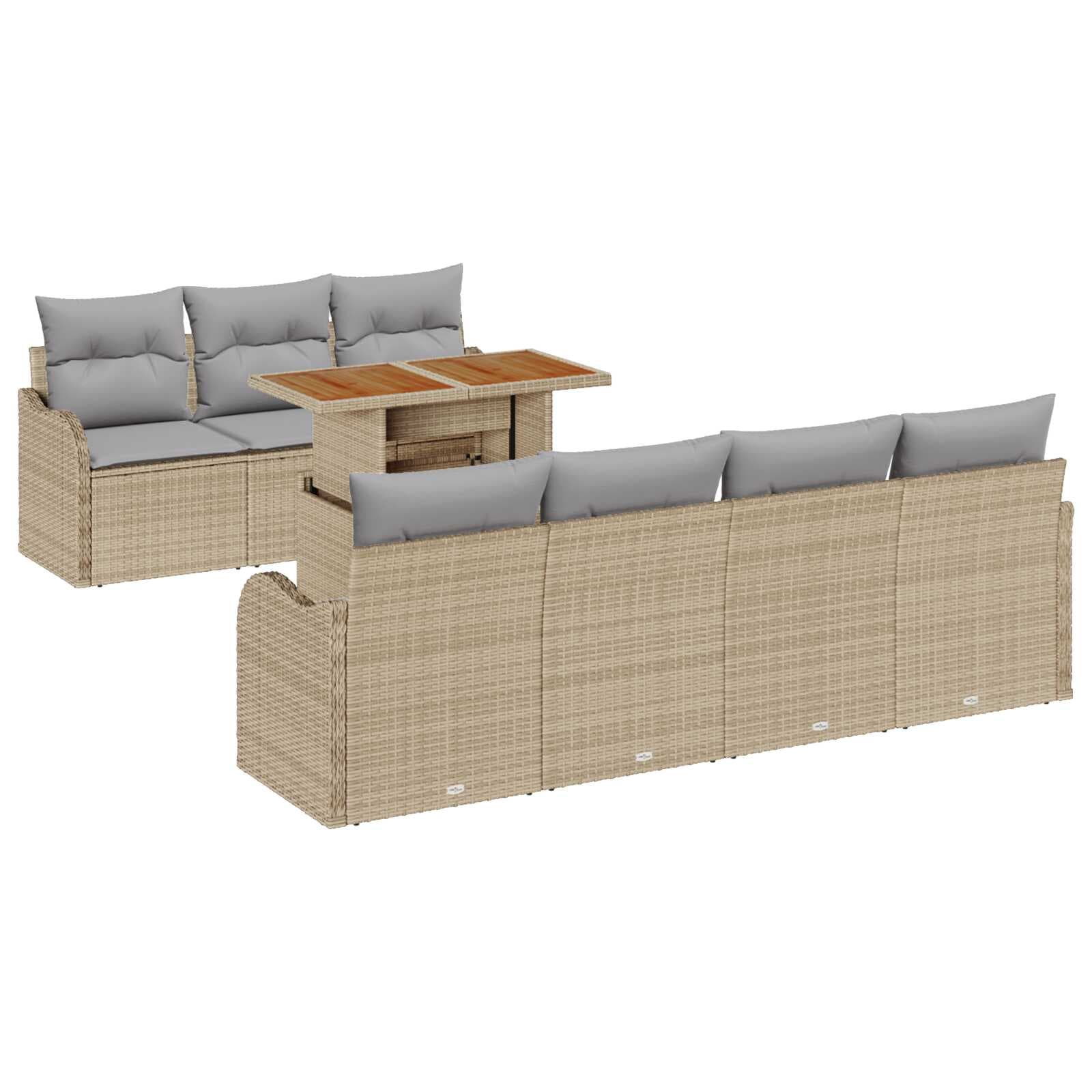 vidaXL Conjunto de Sofá de Jardim Manual 8 pcs bege e cinzento claro
