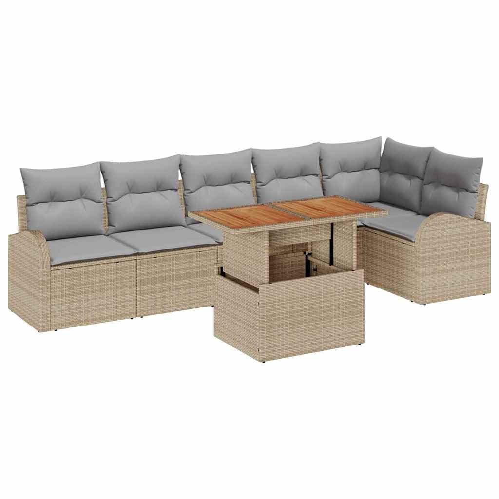 vidaXL Conjunto de Sofá de Jardim 7 pcs bege e cinzento claro
