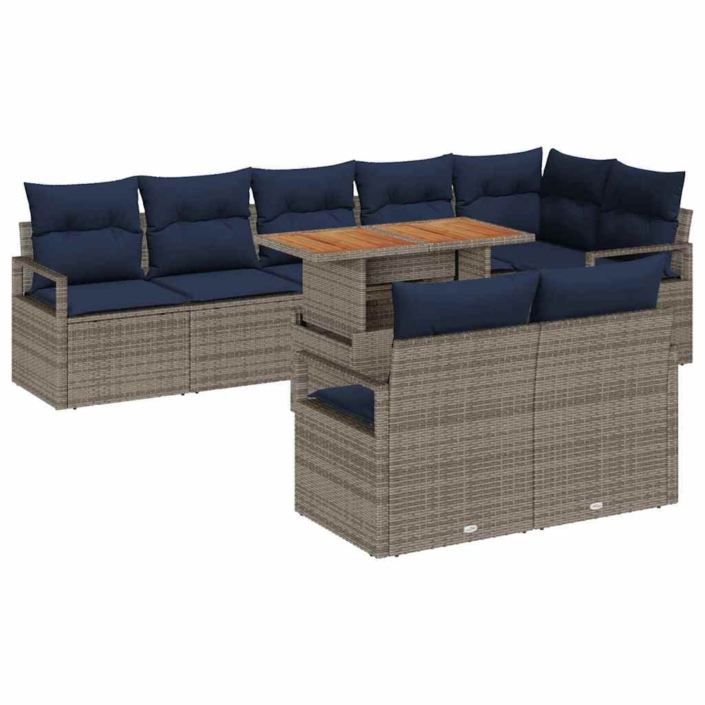 vidaXL Conjunto de Jantar para Jardim 9 pcs Cinza e Azul Marinho